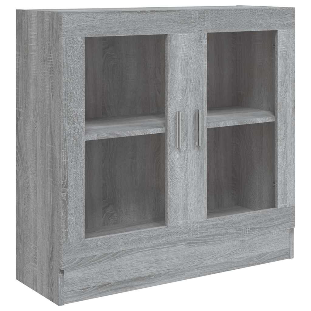 vitrineskab 82,5x30,5x80 cm konstrueret træ grå sonoma-eg