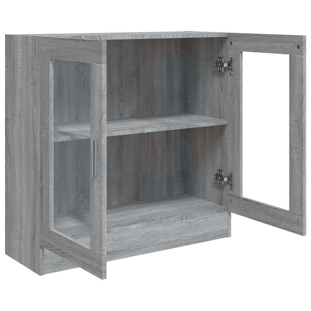 vitrineskab 82,5x30,5x80 cm konstrueret træ grå sonoma-eg