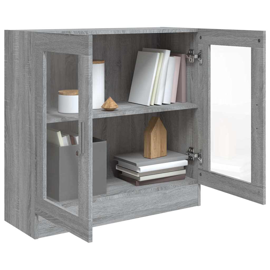 vitrineskab 82,5x30,5x80 cm konstrueret træ grå sonoma-eg