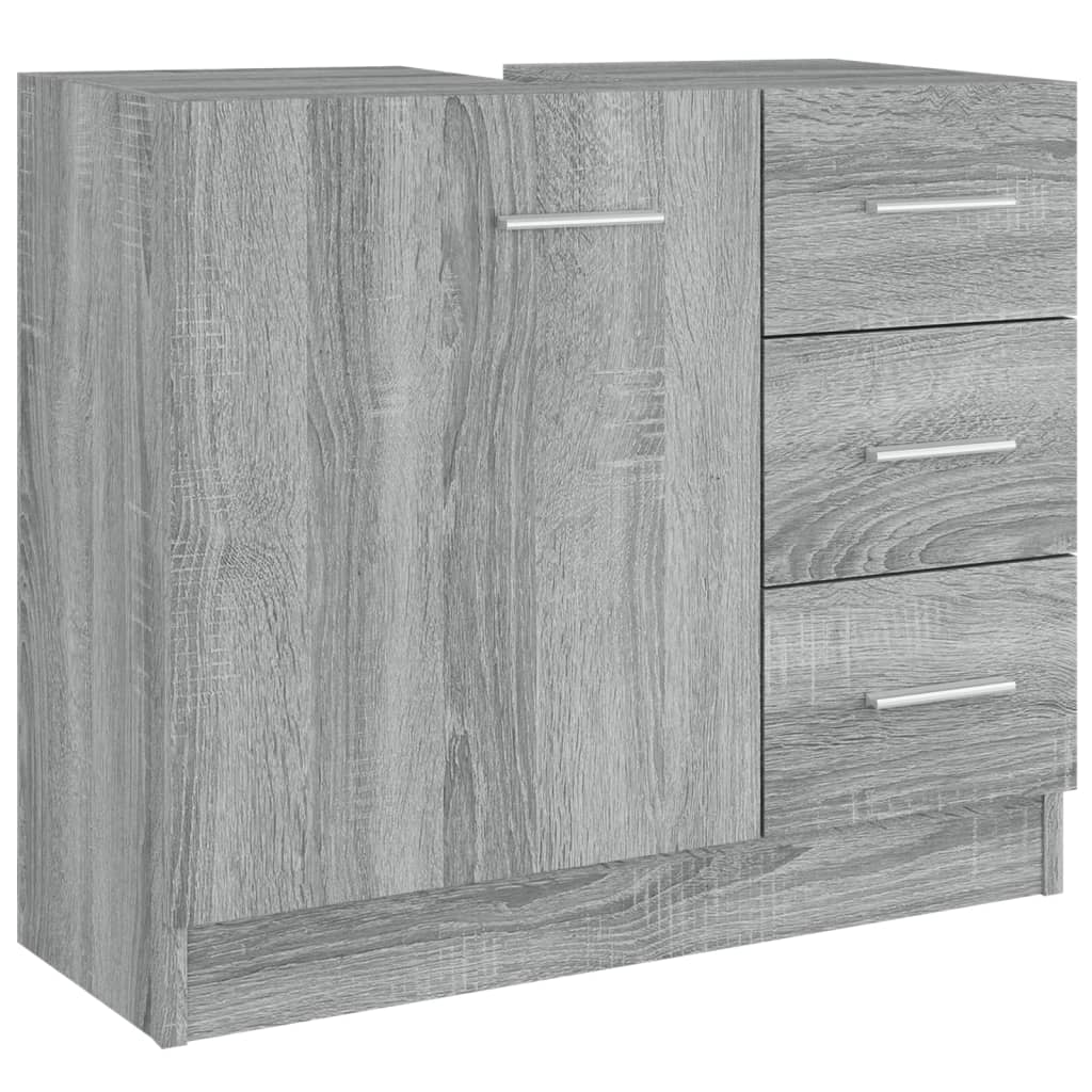 badeværelsesskab 63x30x54 cm konstrueret træ grå sonoma-eg