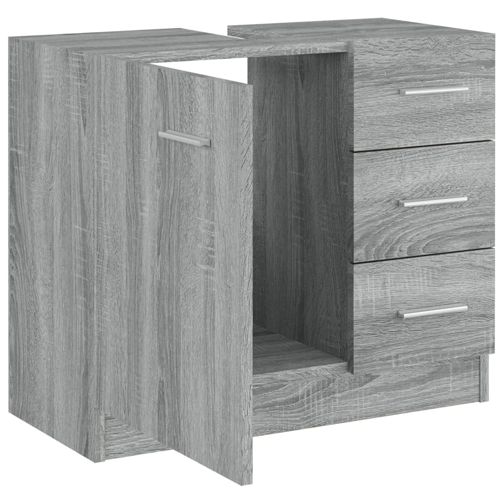 badeværelsesskab 63x30x54 cm konstrueret træ grå sonoma-eg