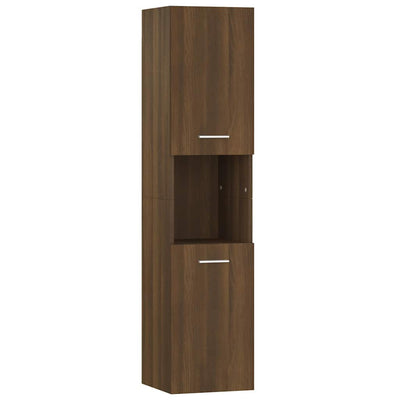 badeværelsesskab 30x30x130 cm konstrueret træ brun egetræ