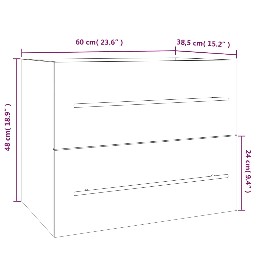 badeværelsesskab 60x38,5x48 cm konstrueret træ grå sonoma-eg