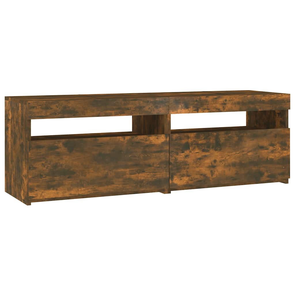 tv-bord med LED-lys 120x35x40 cm røget eg