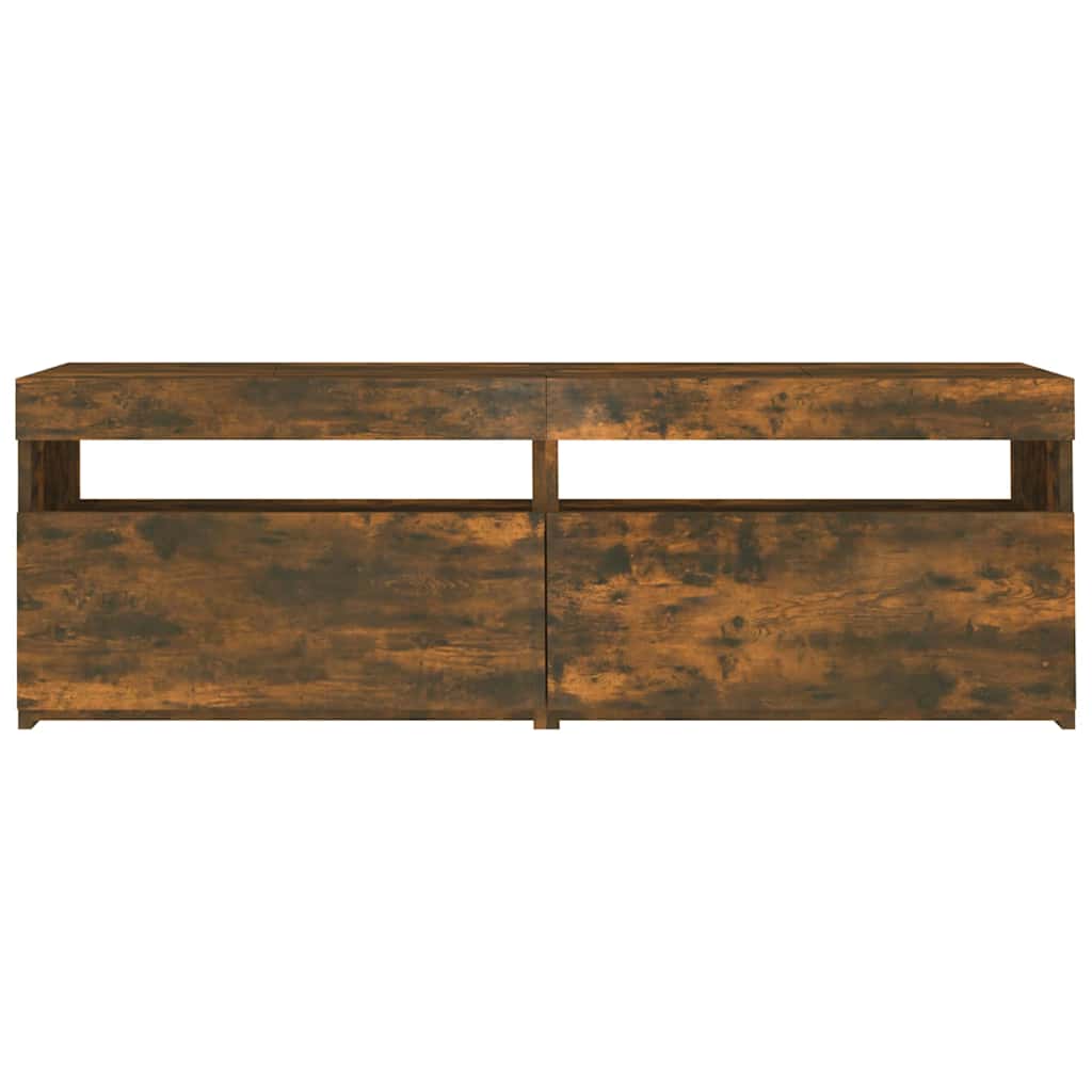 tv-bord med LED-lys 120x35x40 cm røget eg