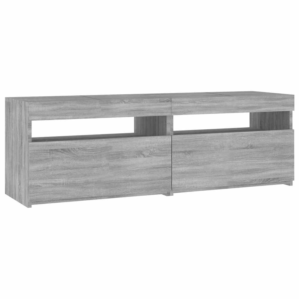 tv-bord med LED-lys 120x35x40 cm grå sonoma-eg