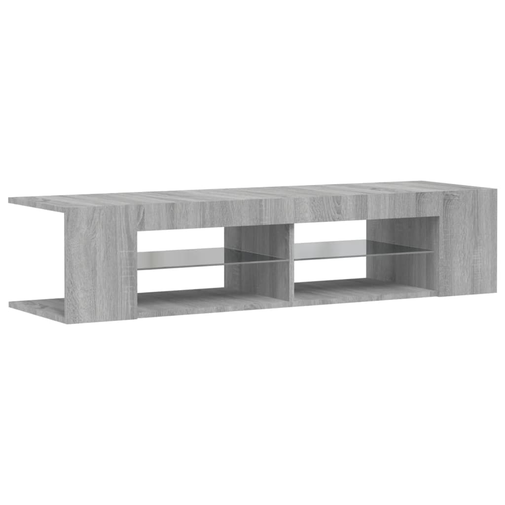 tv-bord med LED-lys 135x39x30 cm grå sonoma-eg