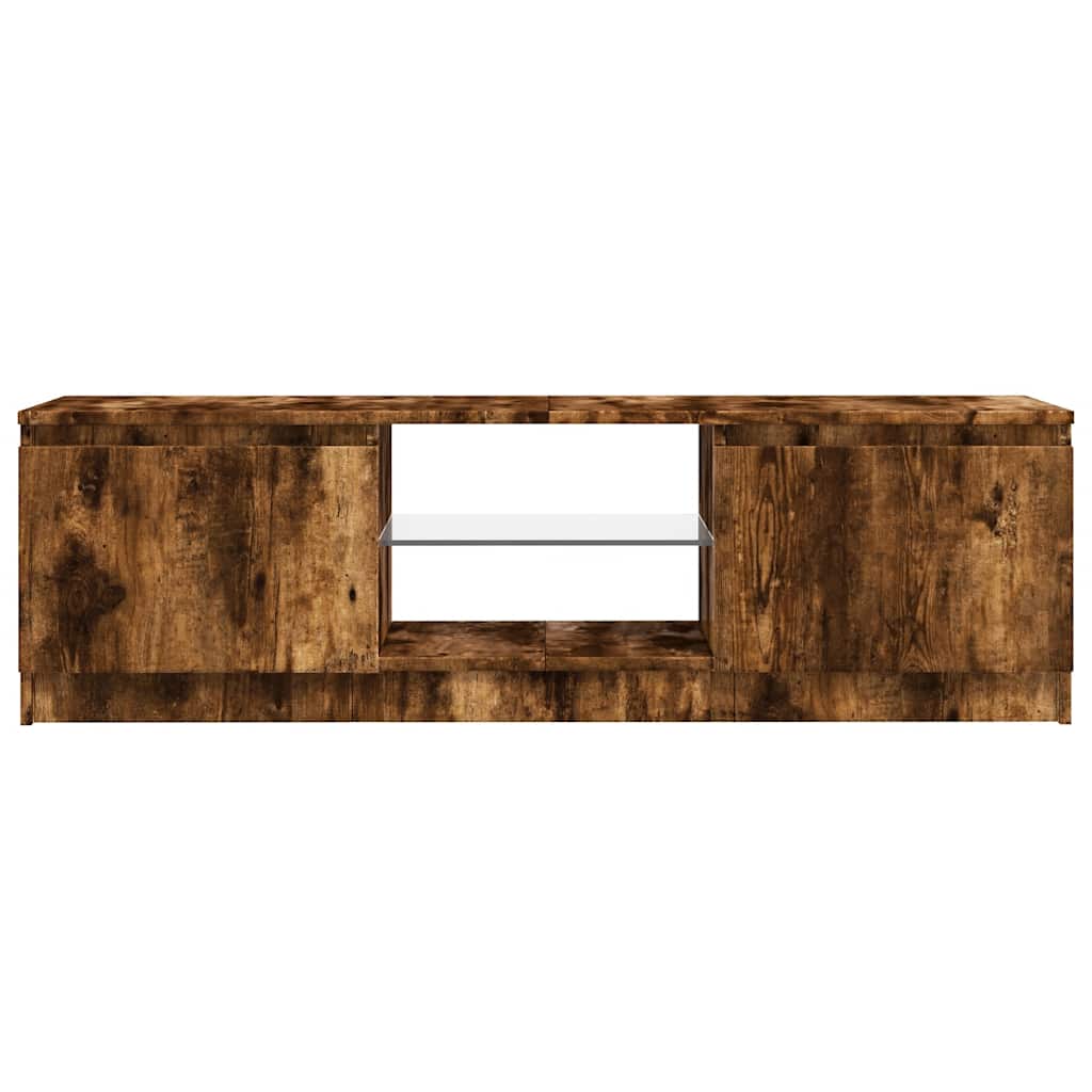 tv-bord med LED-lys 120x30x36 cm røget eg