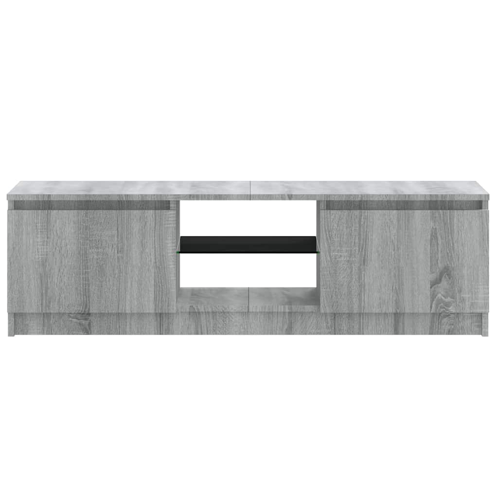 tv-bord med LED-lys 120x30x36 cm grå sonoma-eg