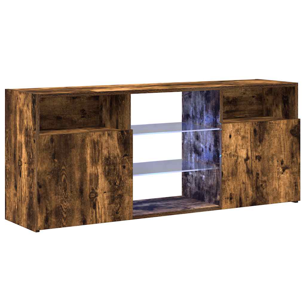 tv-bord med LED-lys 120x30x50 cm røget egetræsfarve