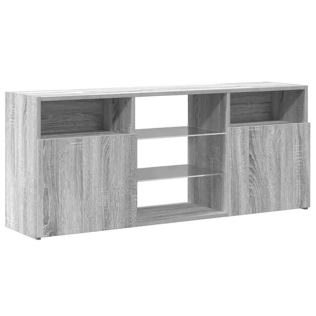 tv-bord med LED-lys 120x30x50 cm grå sonoma-eg