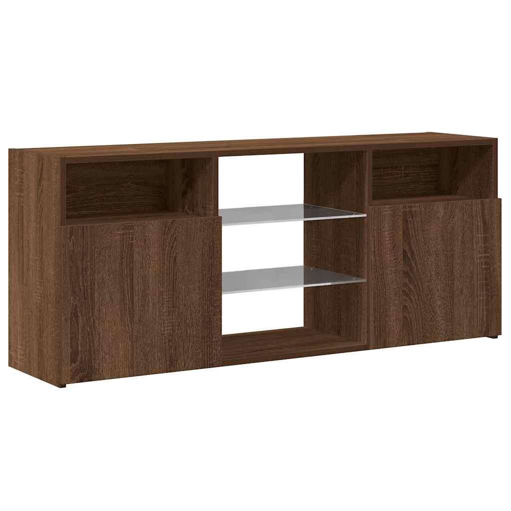 tv-bord med LED-lys 120x30x50 cm brun egetræsfarve