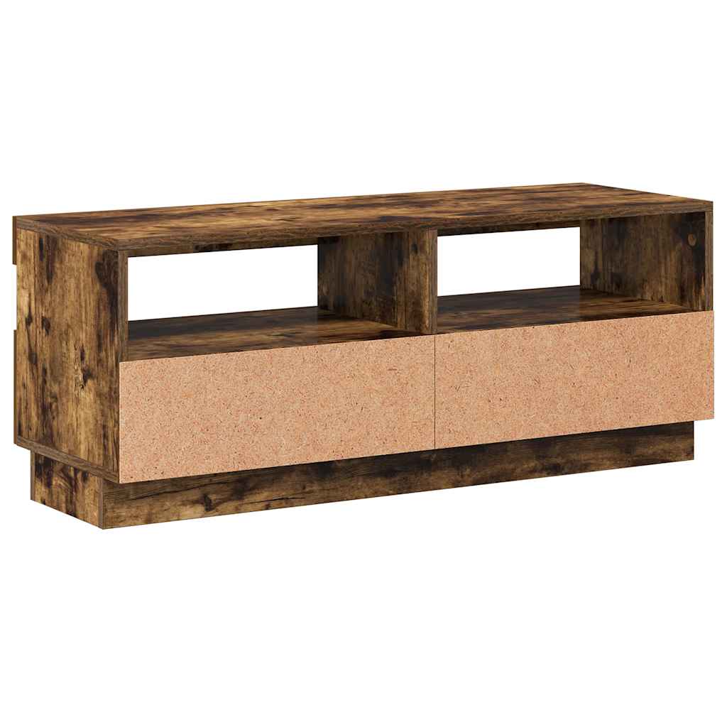 tv-bord med LED-lys 100x35x40 cm røget eg
