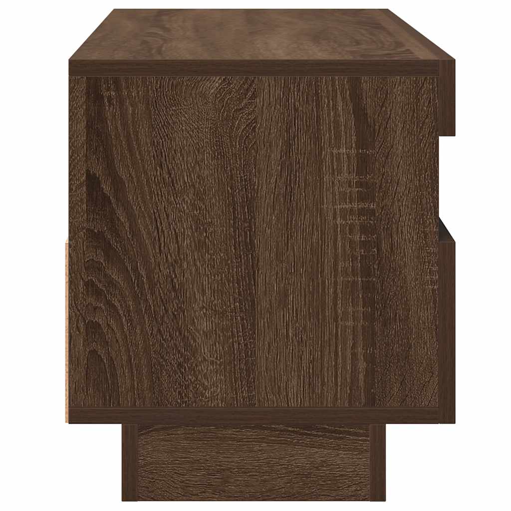 tv-bord med LED-lys 100x35x40 cm brun eg