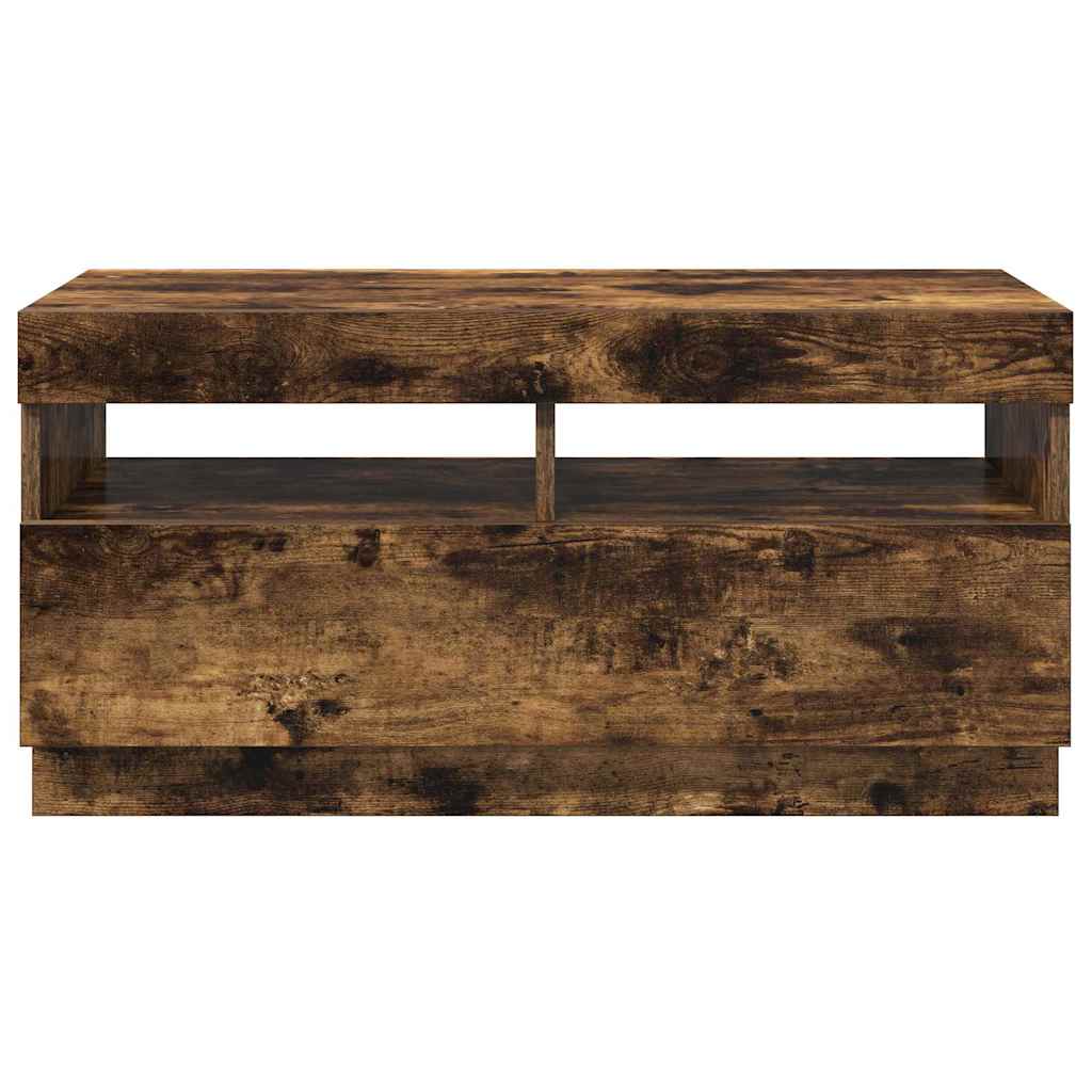 tv-bord med LED-lys 80x35x40 cm røget eg
