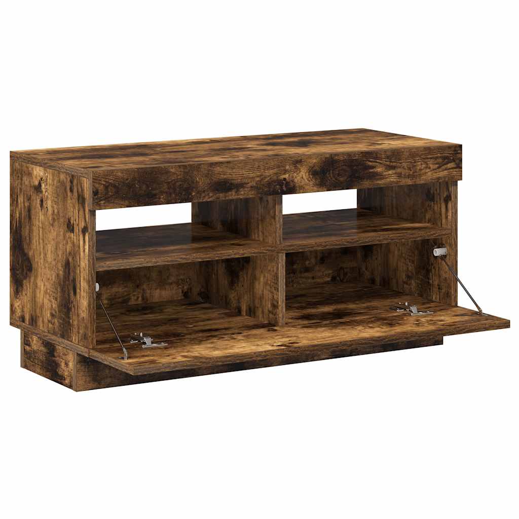 tv-bord med LED-lys 80x35x40 cm røget eg