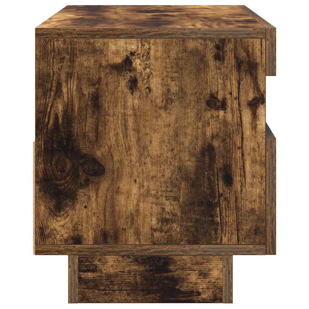 tv-bord med LED-lys 80x35x40 cm røget eg