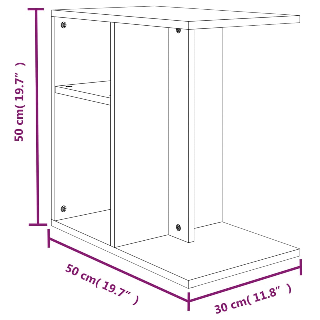 sidebord 50x30x50 cm konstrueret træ røget egetræsfarve