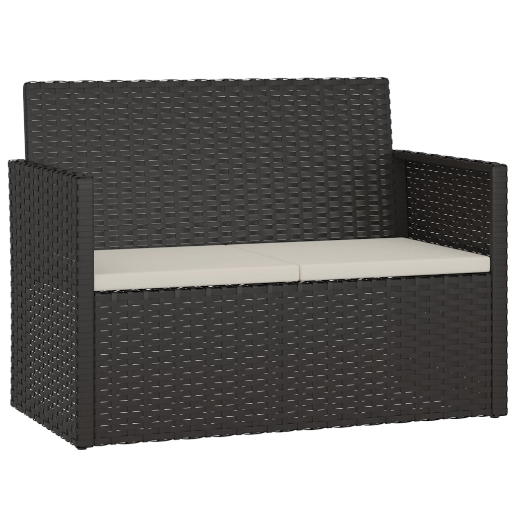 udendørs loungesæt 4 dele med hynder polyrattan sort