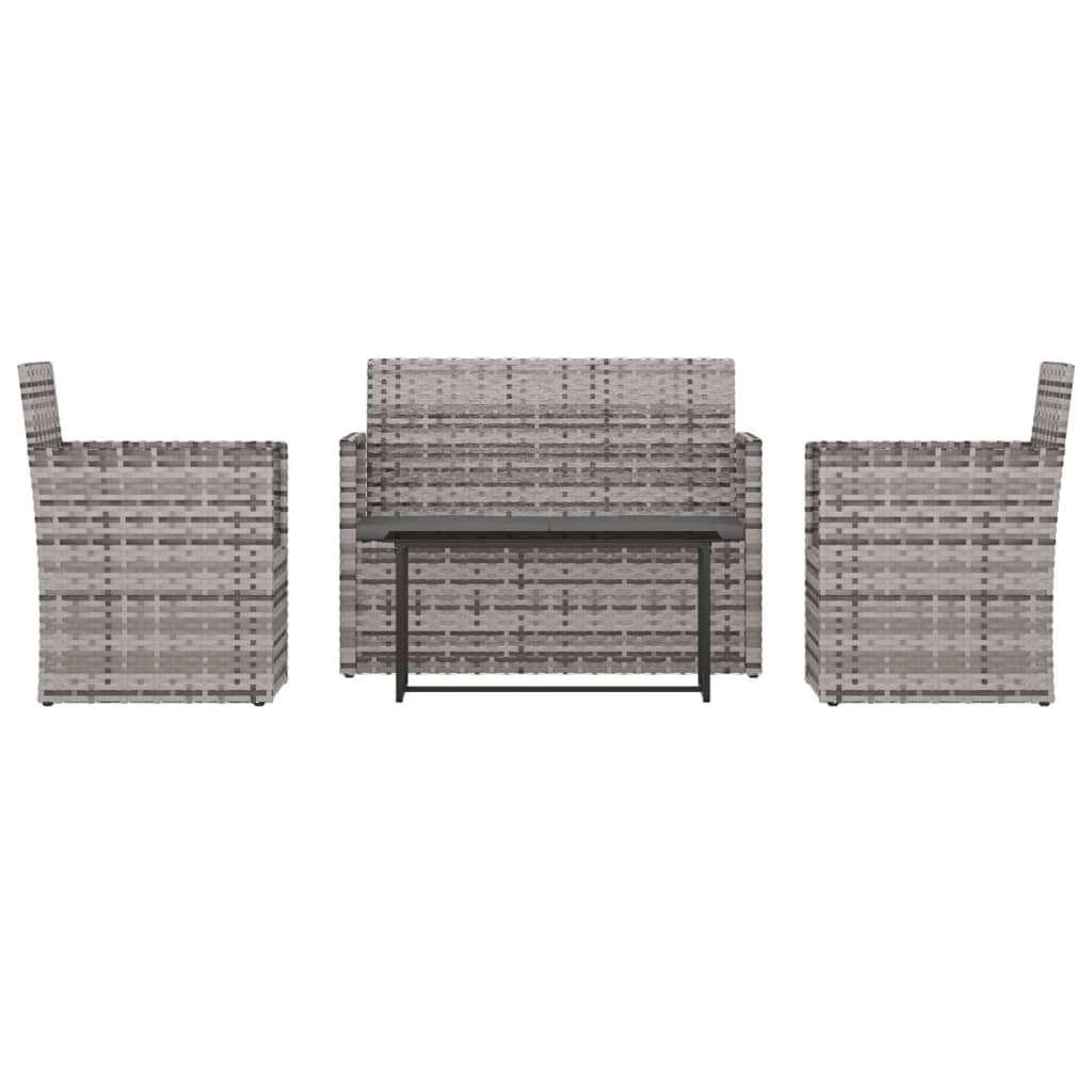 udendørs loungesæt 4 dele med hynder polyrattan grå