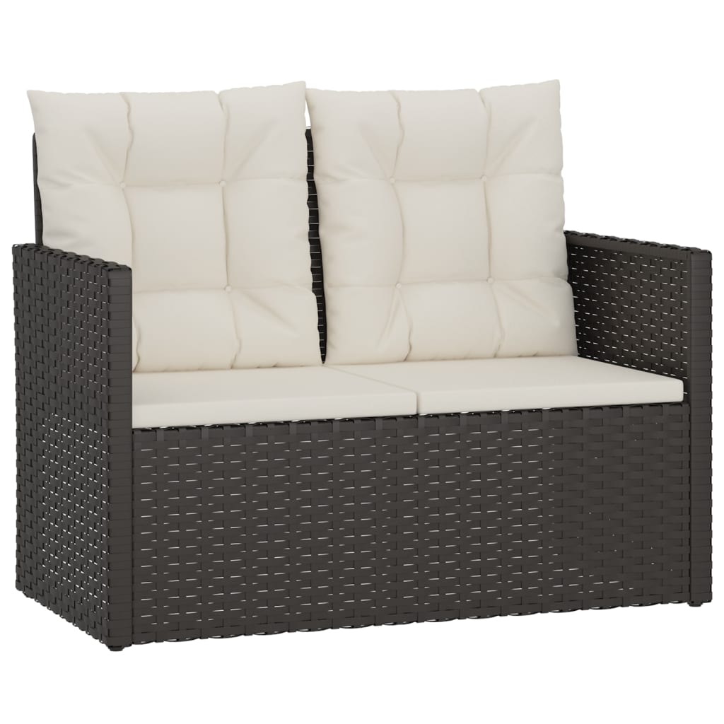 udendørs loungesæt 4 dele med hynder polyrattan sort