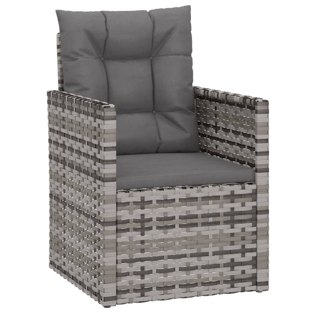 udendørs loungesæt 4 dele med hynder polyrattan grå
