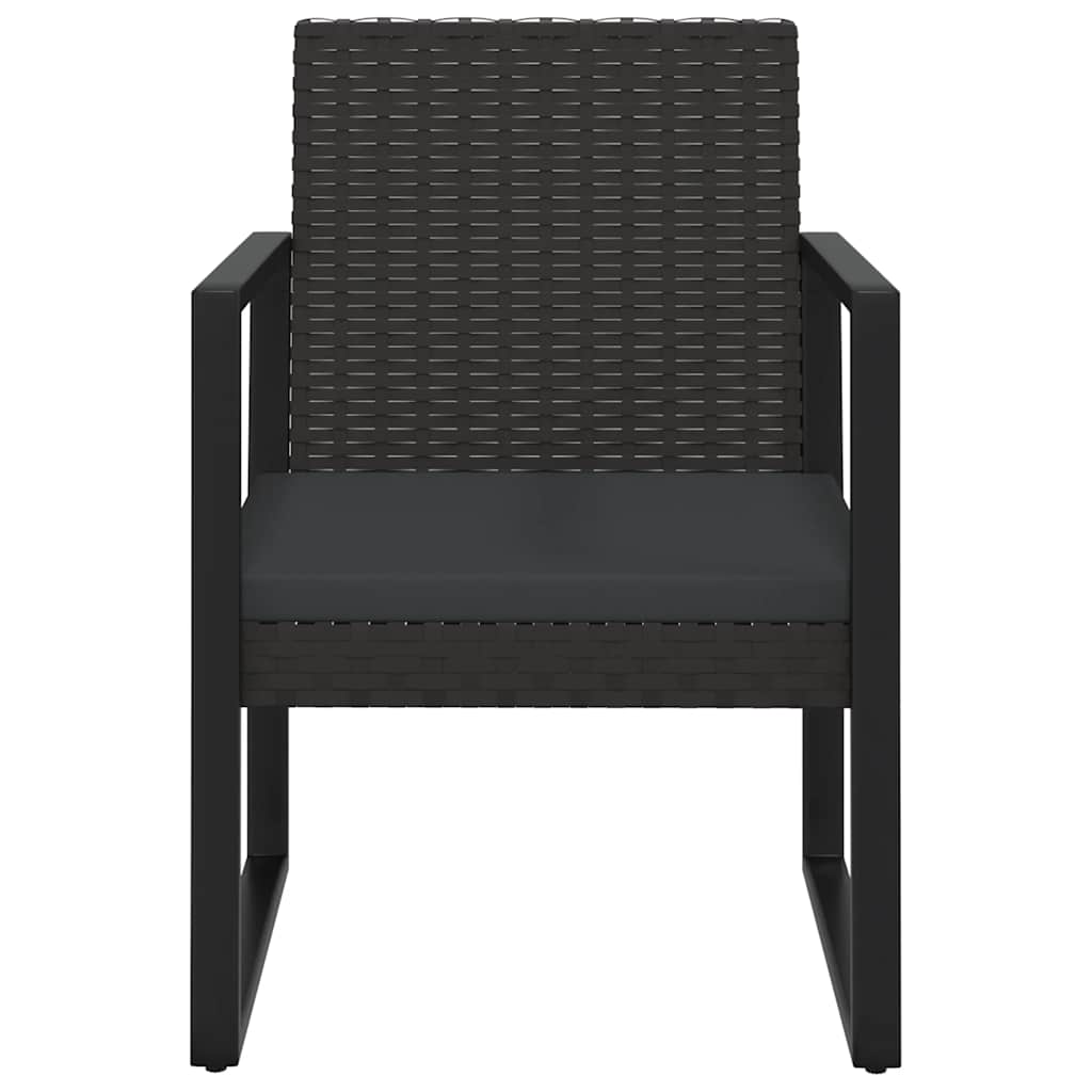 loungesæt til haven 3 dele med hynder polyrattan sort