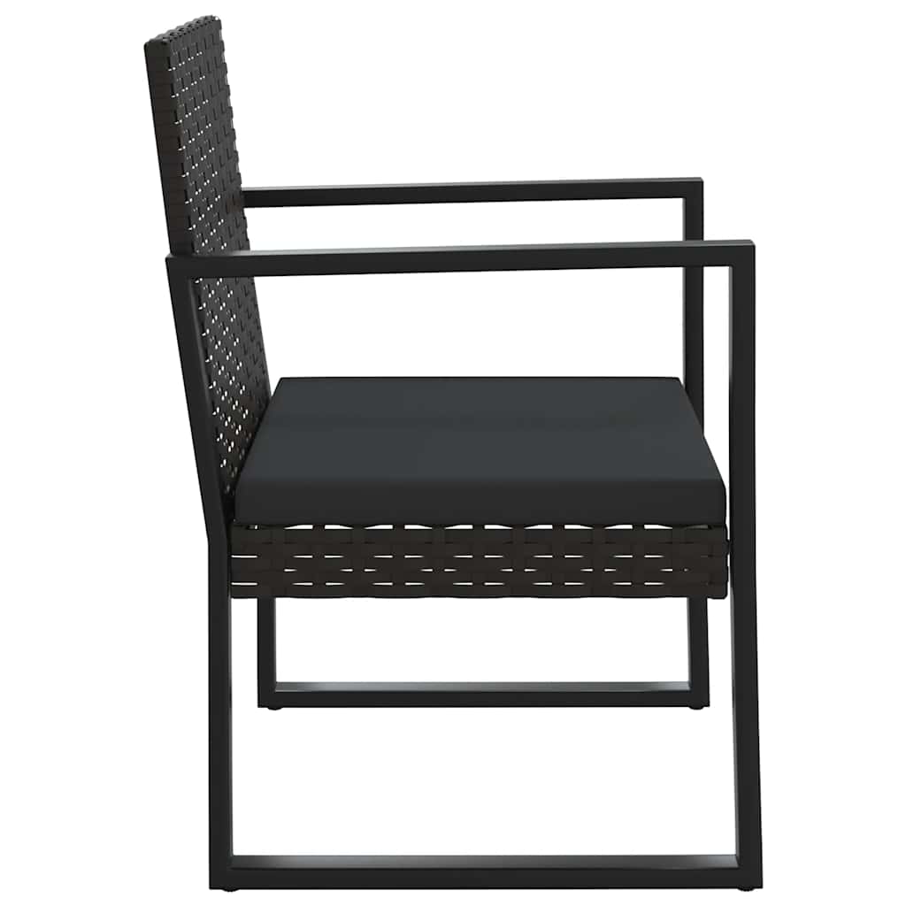 loungesæt til haven 3 dele med hynder polyrattan sort