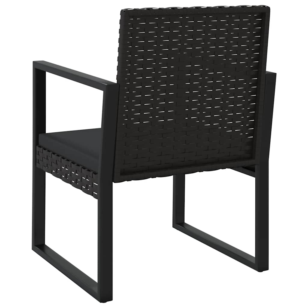 loungesæt til haven 3 dele med hynder polyrattan sort