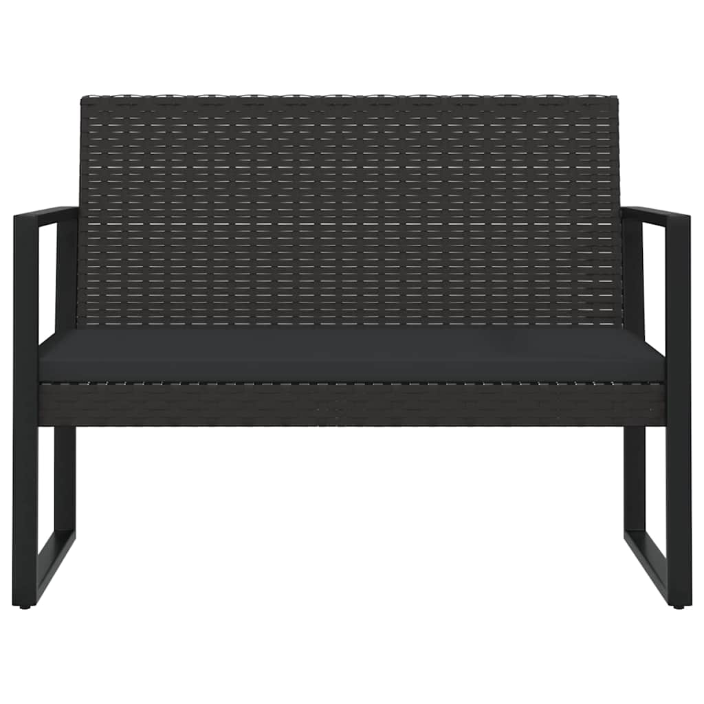 loungesæt til haven 4 dele med hynder polyrattan sort