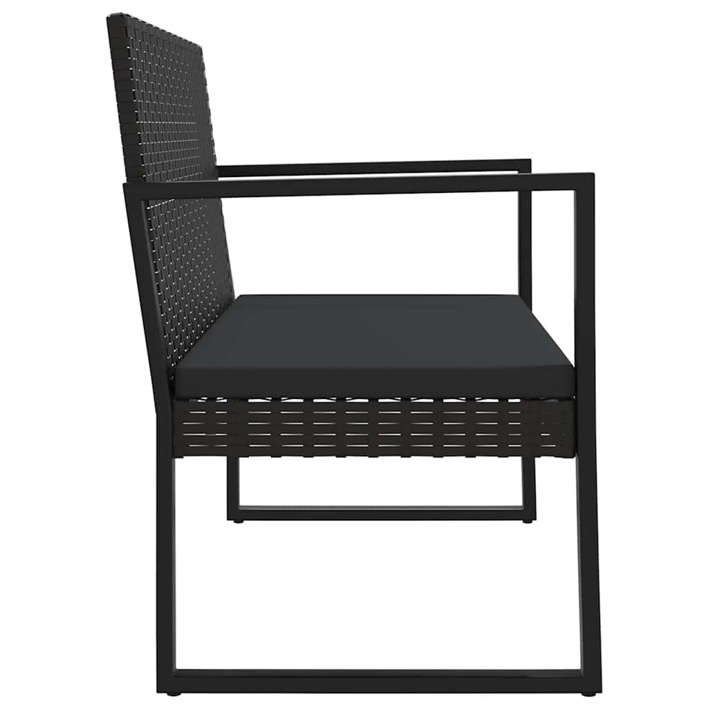 loungesæt til haven 4 dele med hynder polyrattan sort