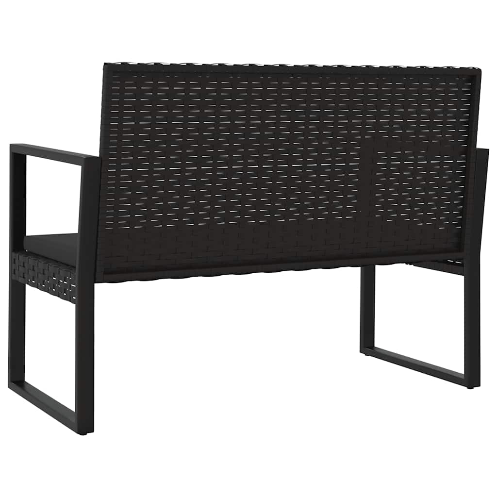 loungesæt til haven 4 dele med hynder polyrattan sort