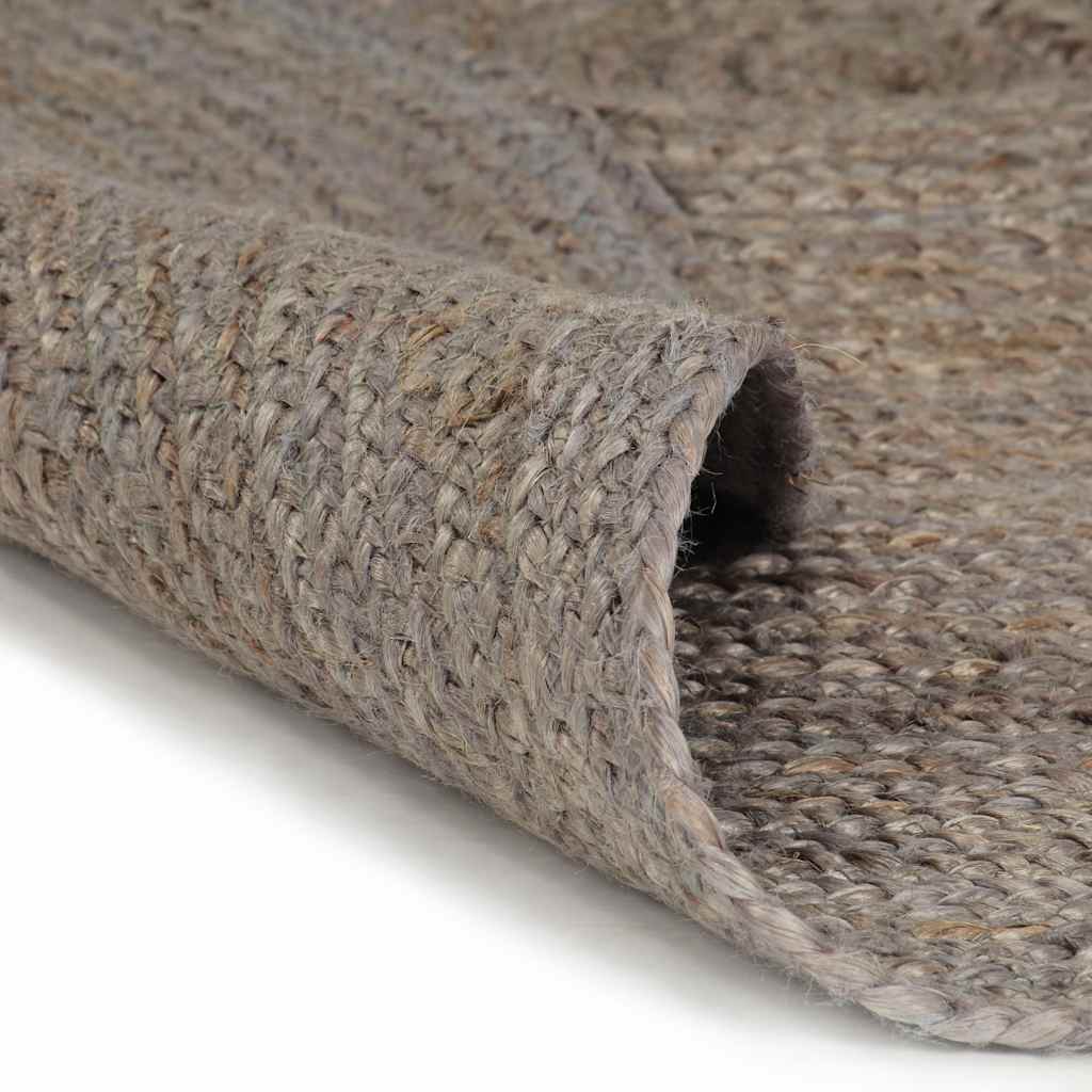 håndlavet gulvtæppe 240 cm rundt jute grå