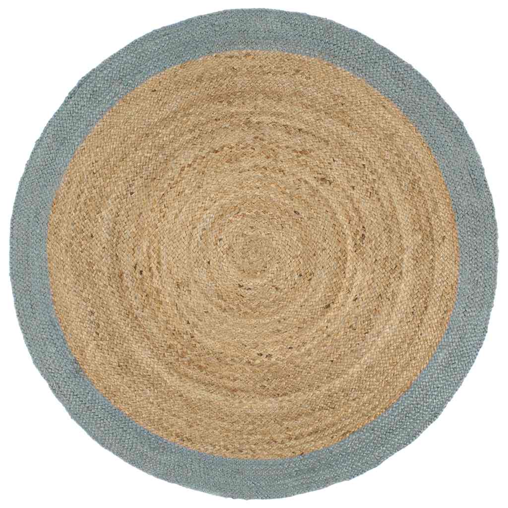 håndlavet tæppe med olivengrøn kant jute 240 cm