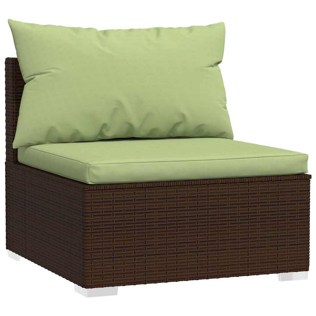 loungesæt til haven 5 dele med hynder polyrattan brun