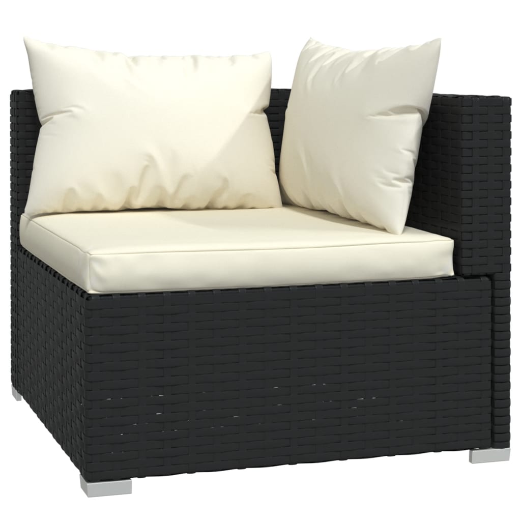 loungesæt til haven 7 dele med hynder polyrattan sort