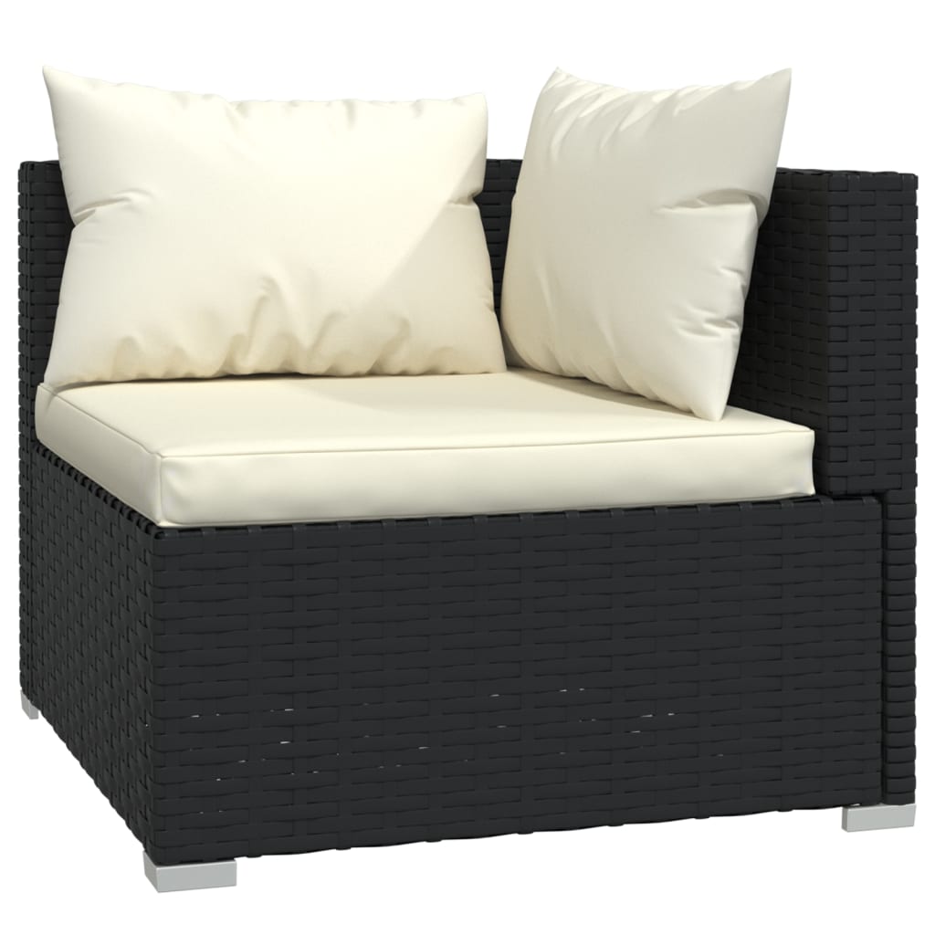 loungesæt til haven 7 dele med hynder polyrattan sort