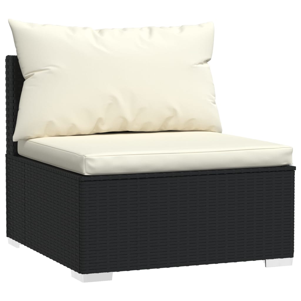 loungesæt til haven 7 dele med hynder polyrattan sort