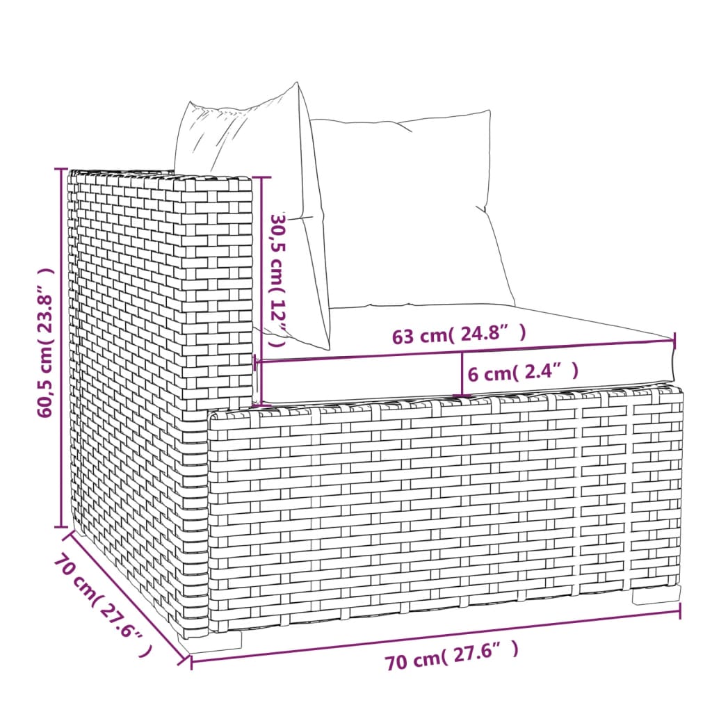 loungesæt til haven 8 dele med hynder polyrattan sort