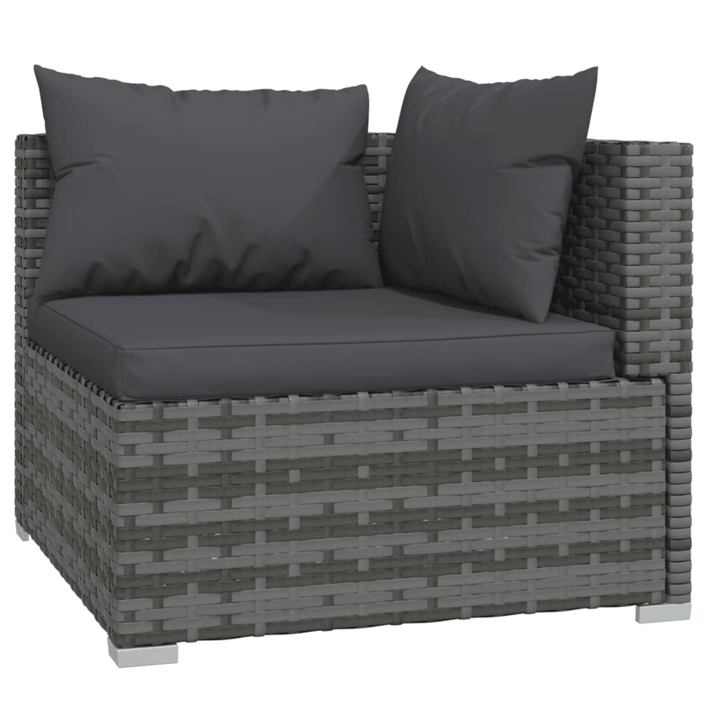 loungesæt til haven 8 dele med hynder polyrattan grå