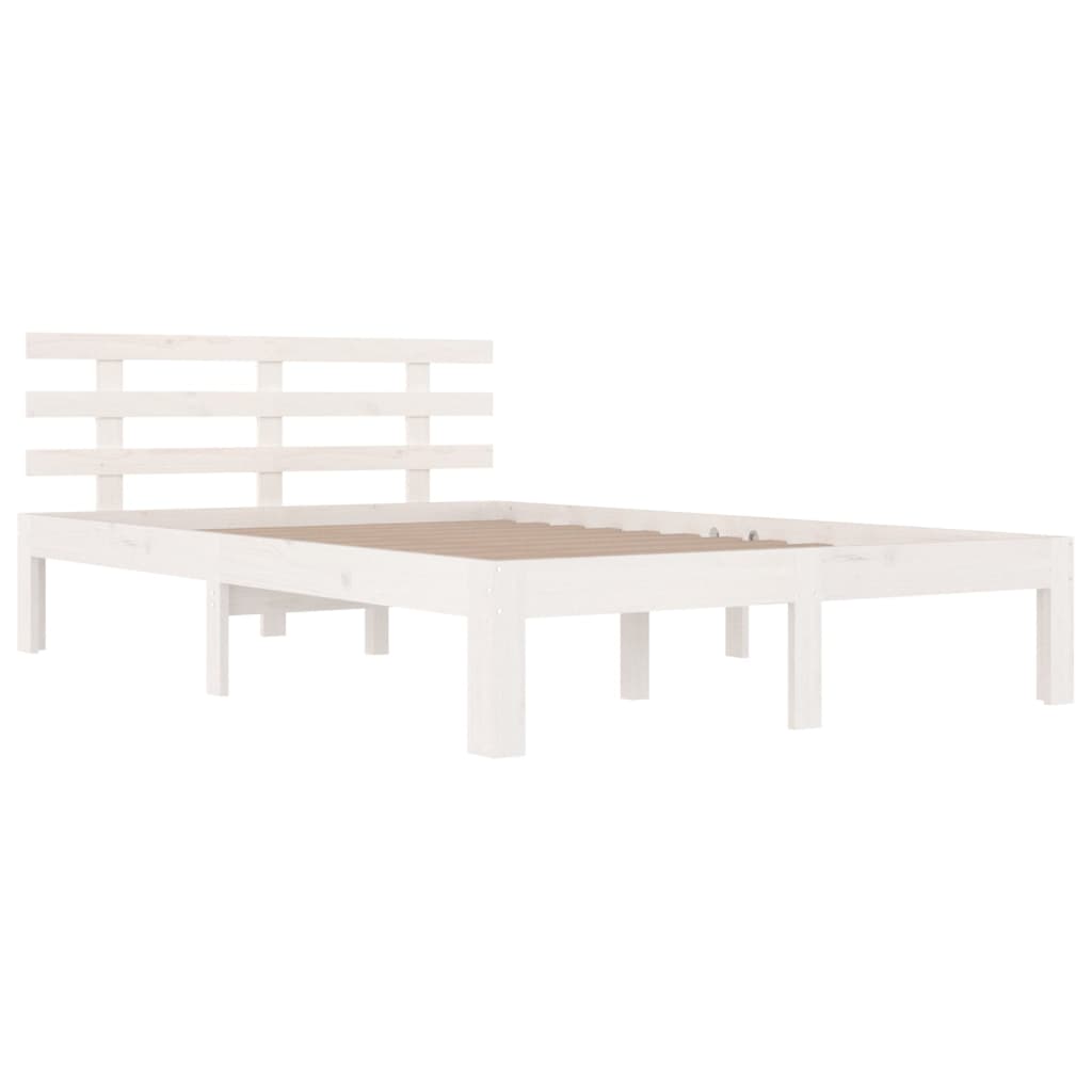 sengeramme 140x190 cm massivt fyrretræ hvid