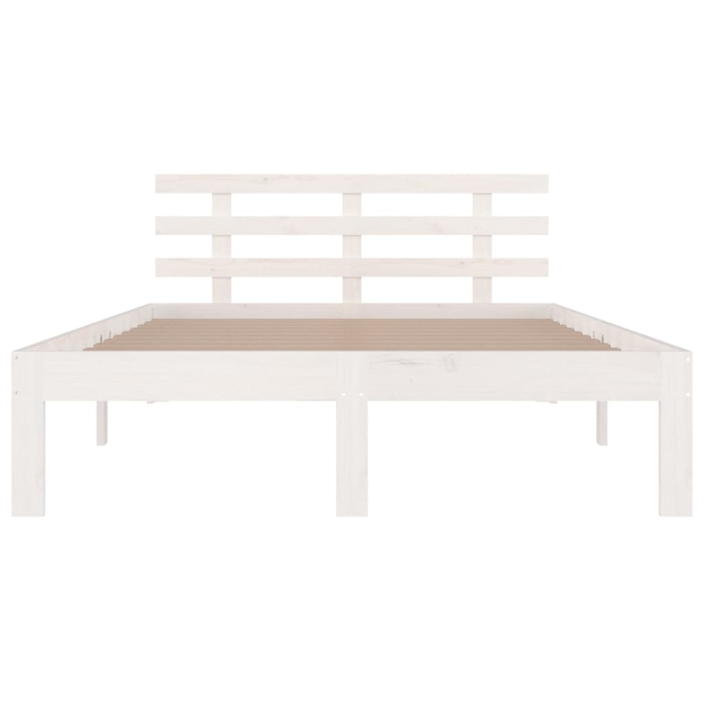 sengeramme 140x190 cm massivt fyrretræ hvid