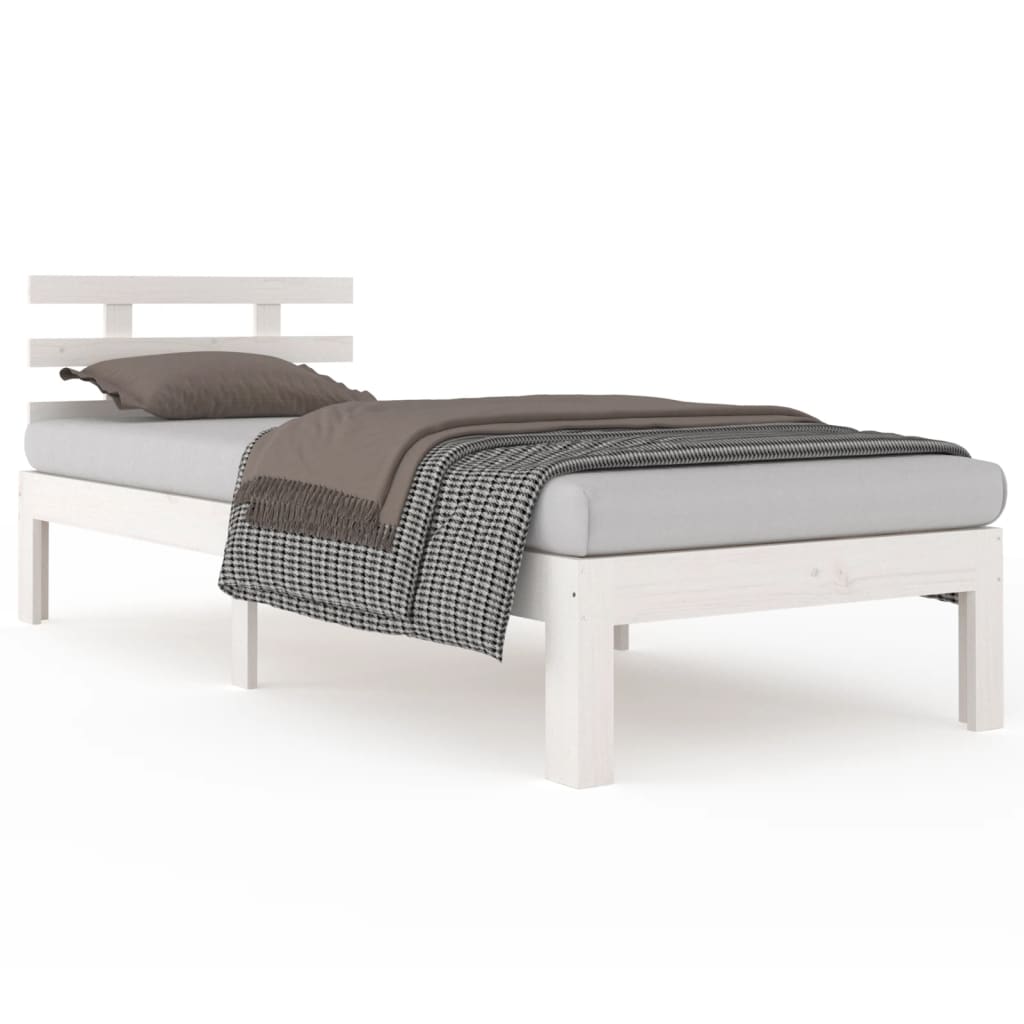 sengeramme 90x200 cm massivt fyrretræ hvid