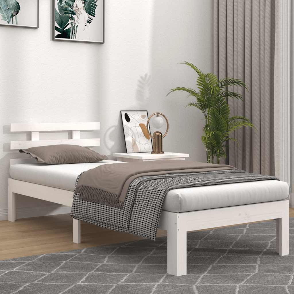 sengeramme 90x200 cm massivt fyrretræ hvid
