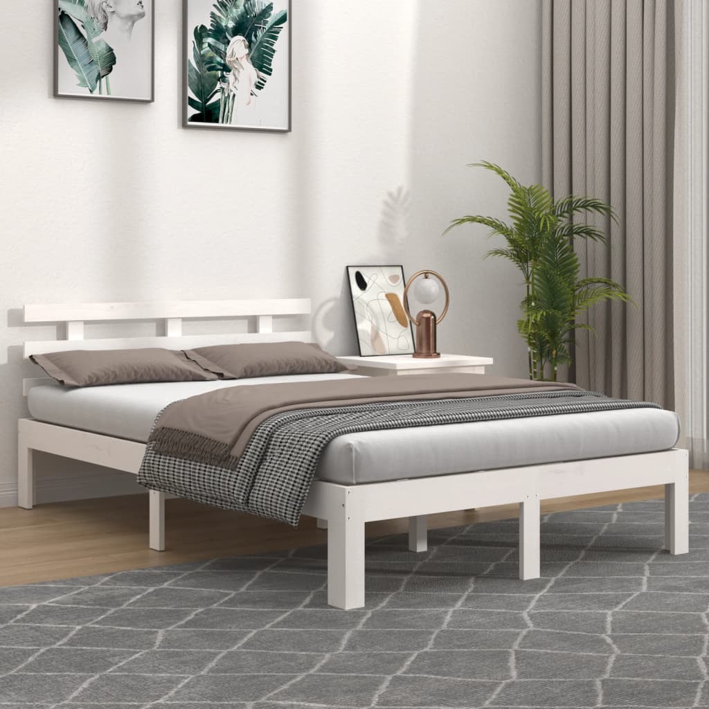 sengeramme 140x200 cm massivt træ hvid