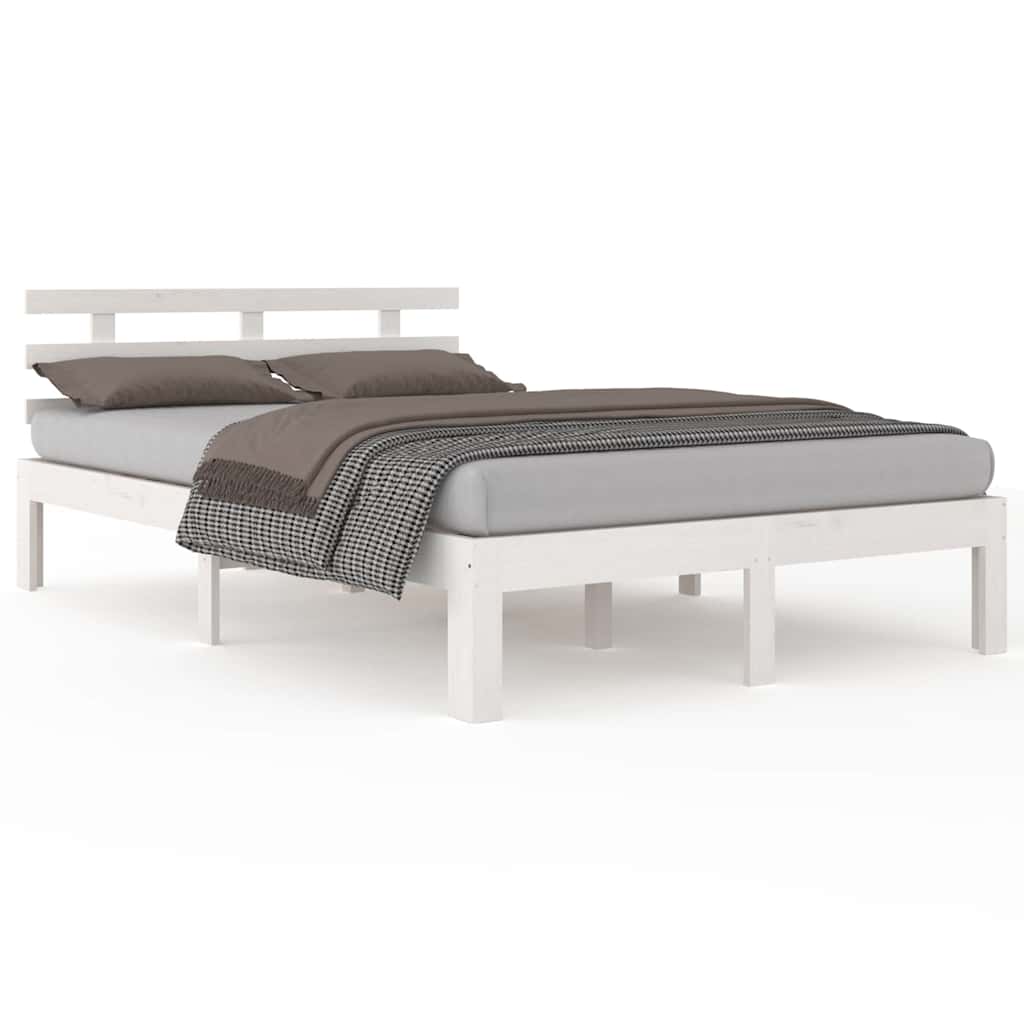 sengeramme 150x200 cm King Size massivt fyrretræ hvid