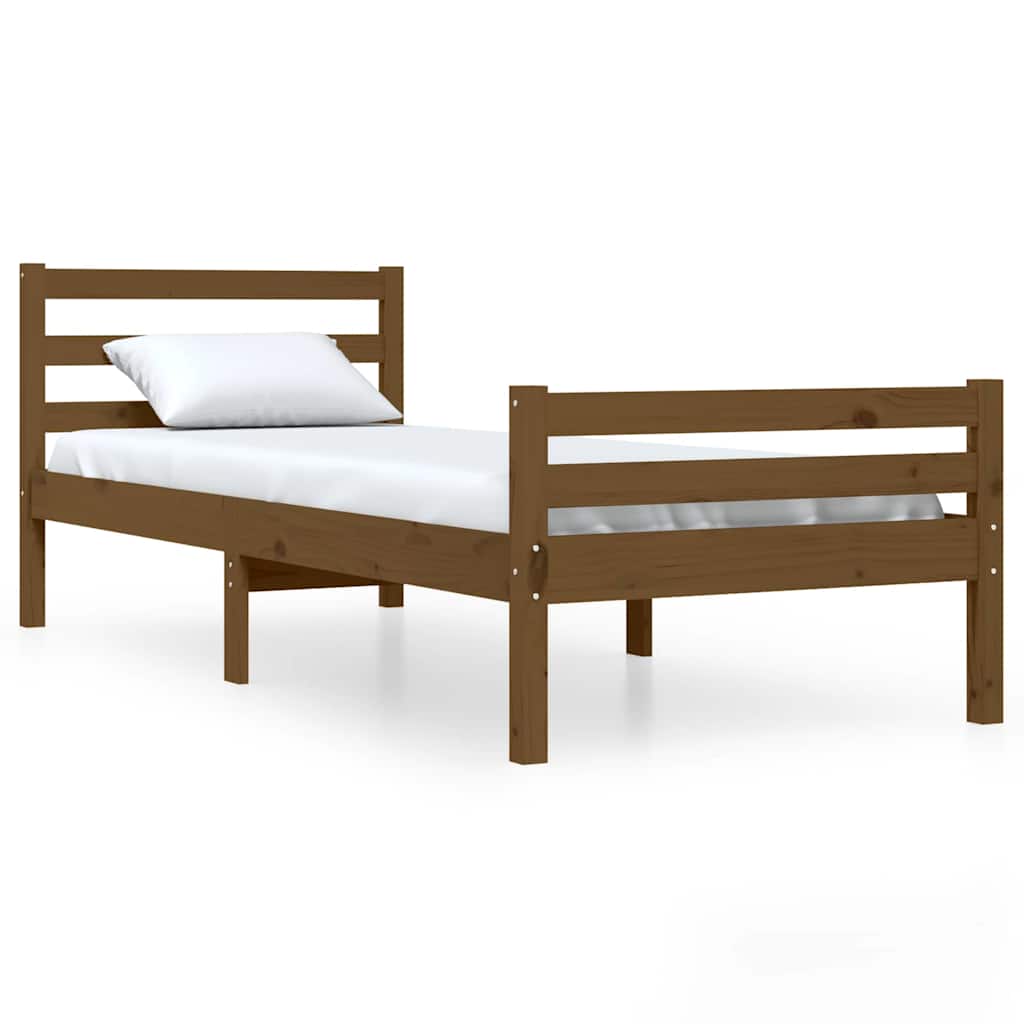 sengeramme 75x190 cm Small Single massivt træ gyldenbrun