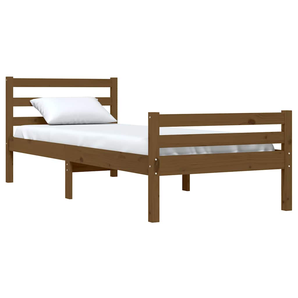 sengeramme 75x190 cm Small Single massivt træ gyldenbrun