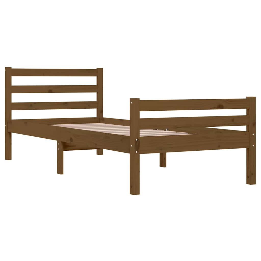 sengeramme 75x190 cm Small Single massivt træ gyldenbrun