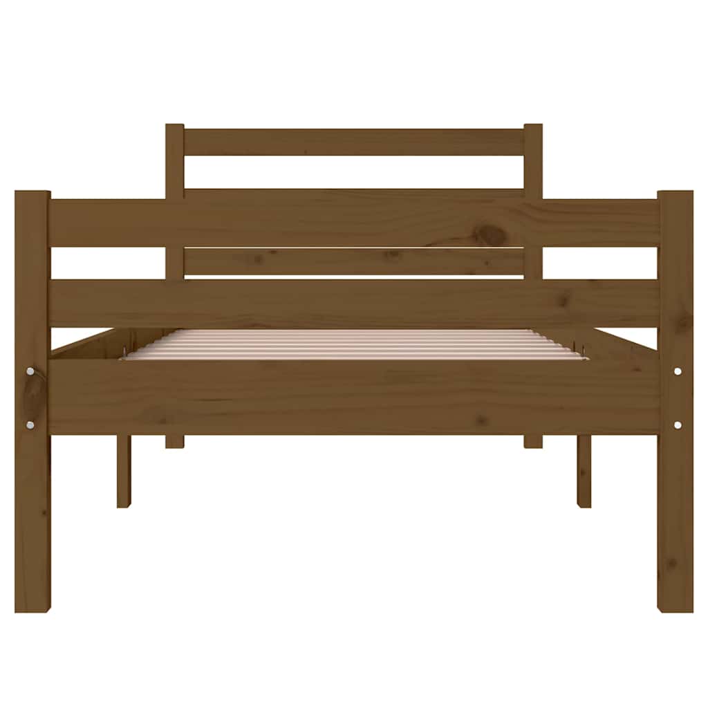sengeramme 75x190 cm Small Single massivt træ gyldenbrun
